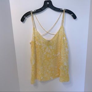 H&M yellow floral print spaghetti strap Crop Top summer resort wear size 2